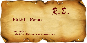 Réthi Dénes névjegykártya
